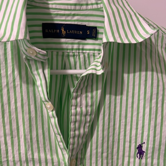 Ralph Lauren Men’s SZ S button down shirt. Green and white - Picture 2 of 2